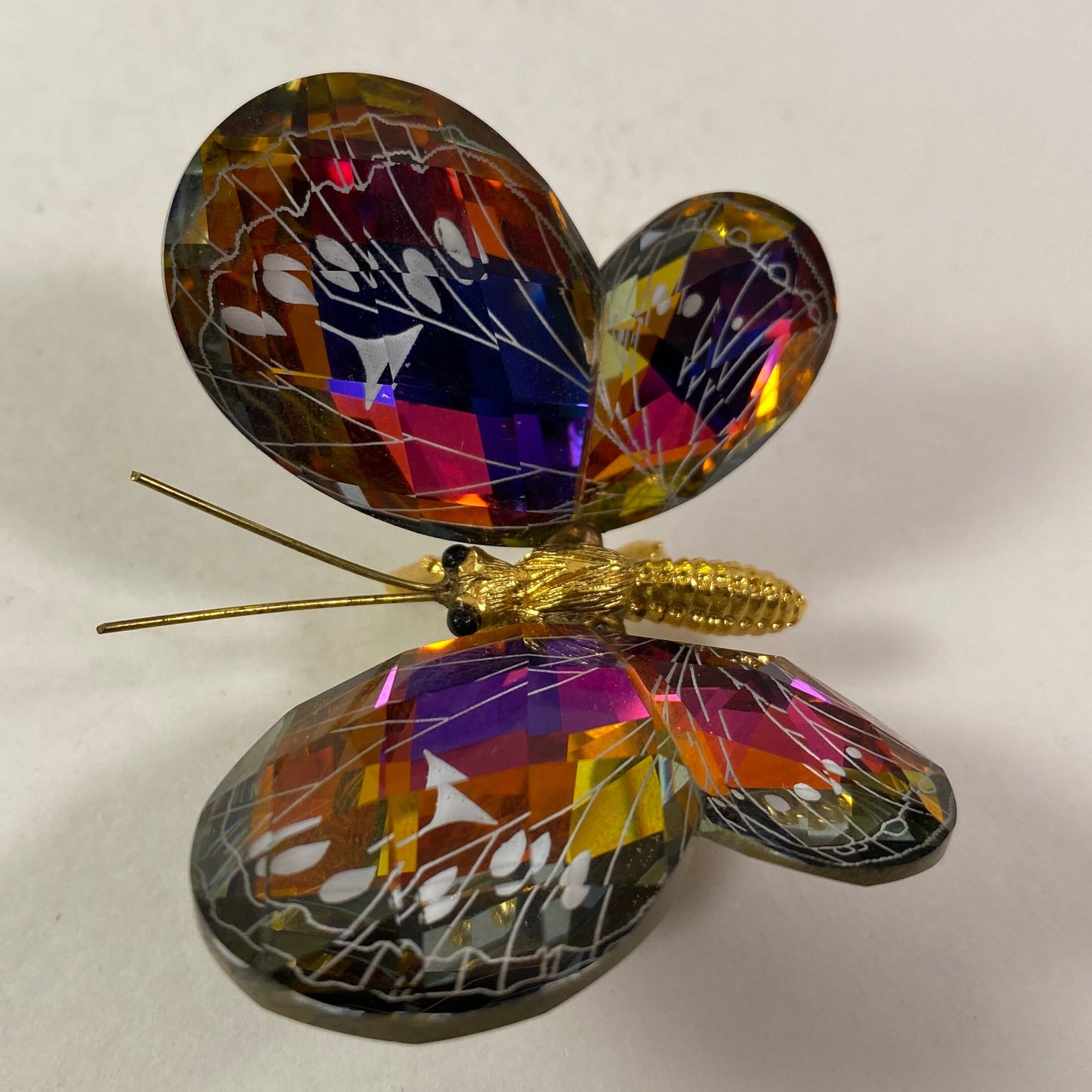 Iridescent Crystal Collectibles  Butterfly Austrian Reverse Painted Gold Body