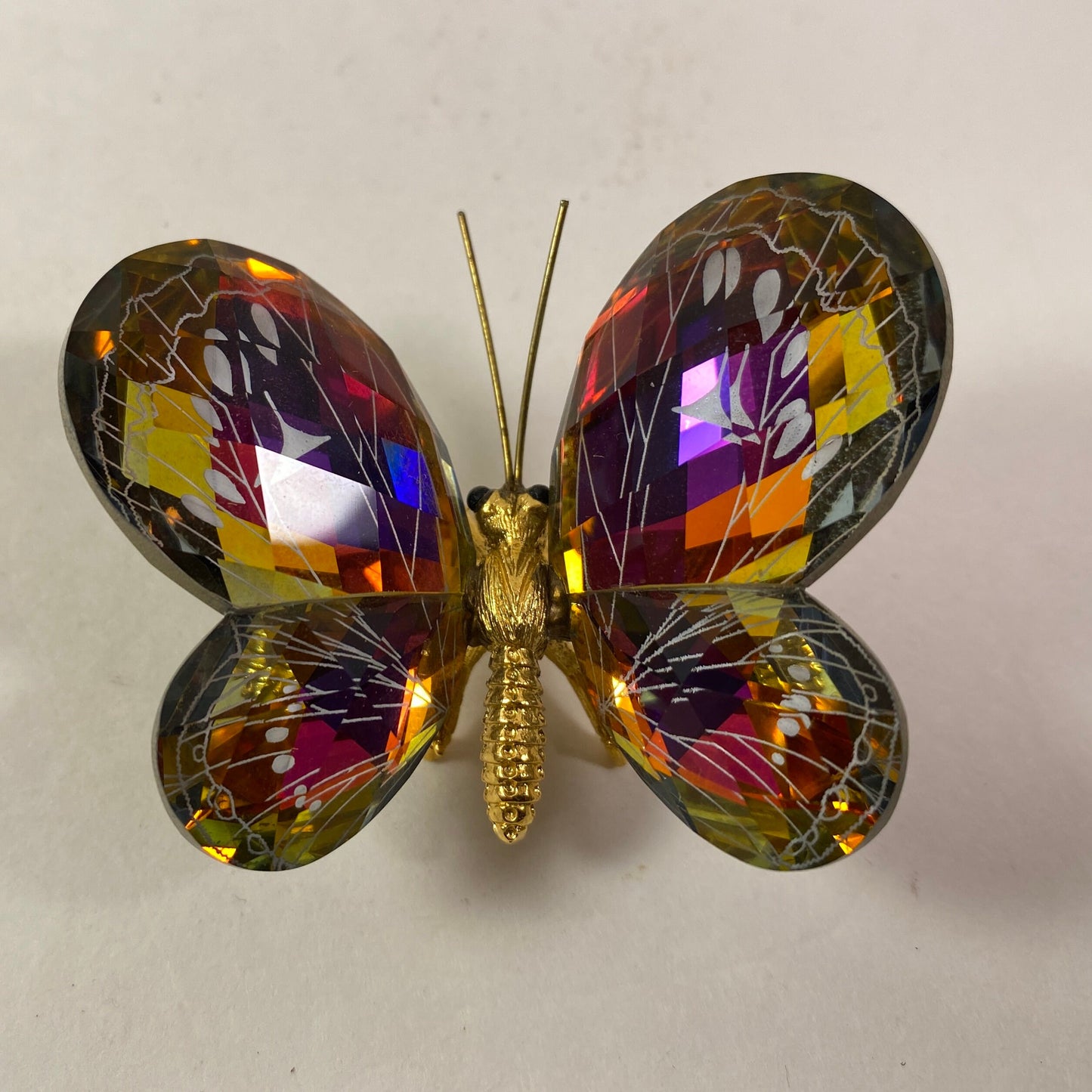 Iridescent Crystal Collectibles  Butterfly Austrian Reverse Painted Gold Body