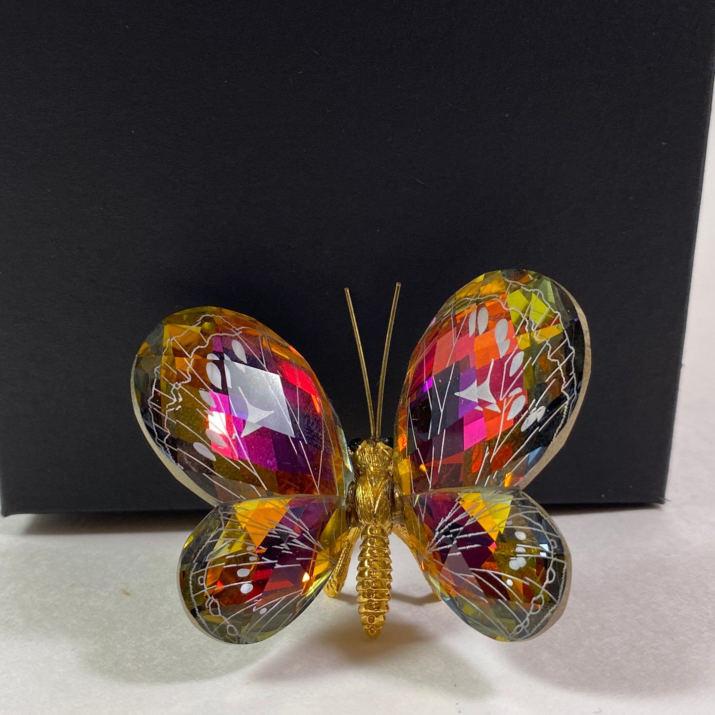 Iridescent Crystal Collectibles  Butterfly Austrian Reverse Painted Gold Body