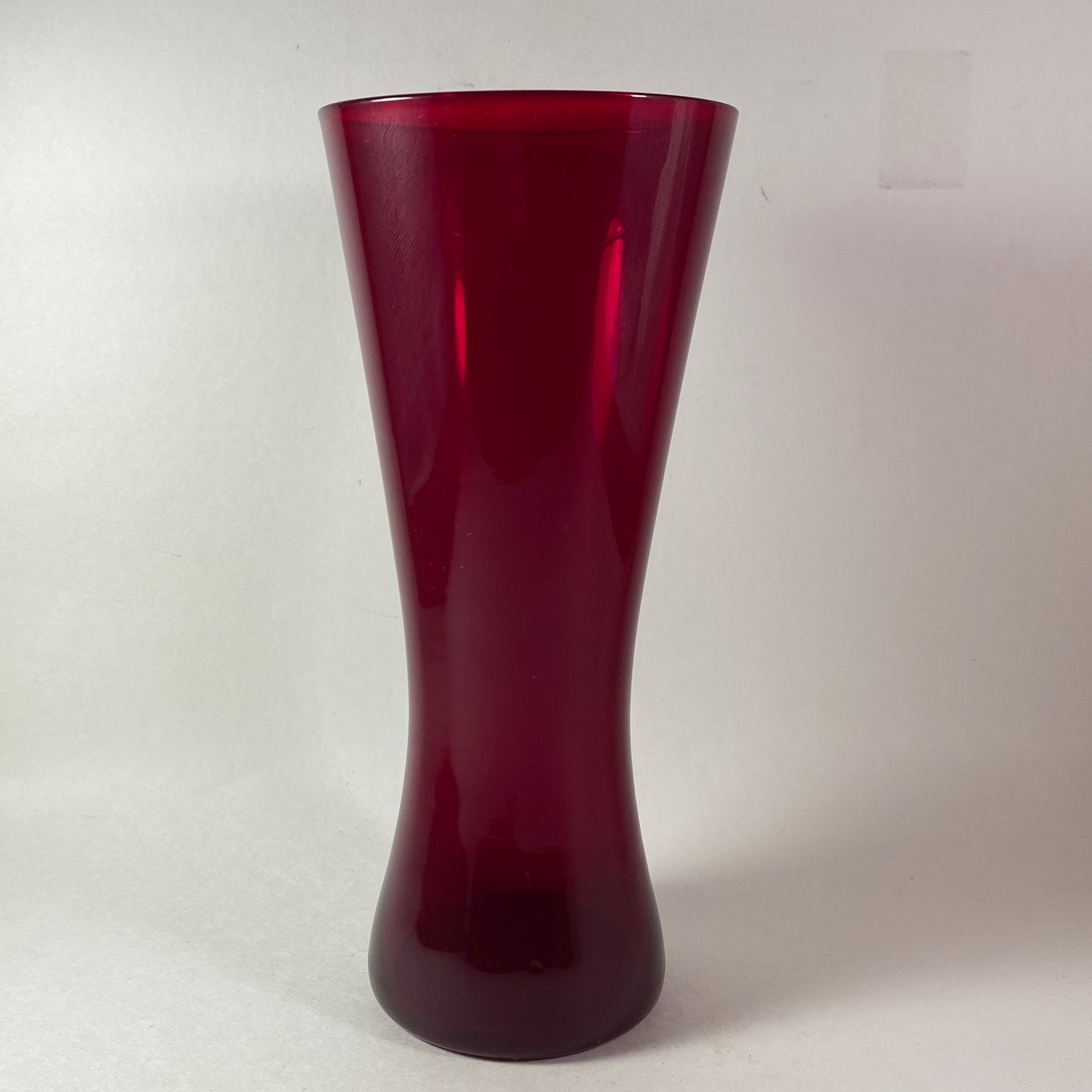 Vintage ruby red 8" tall glass vase for your Christmas collection