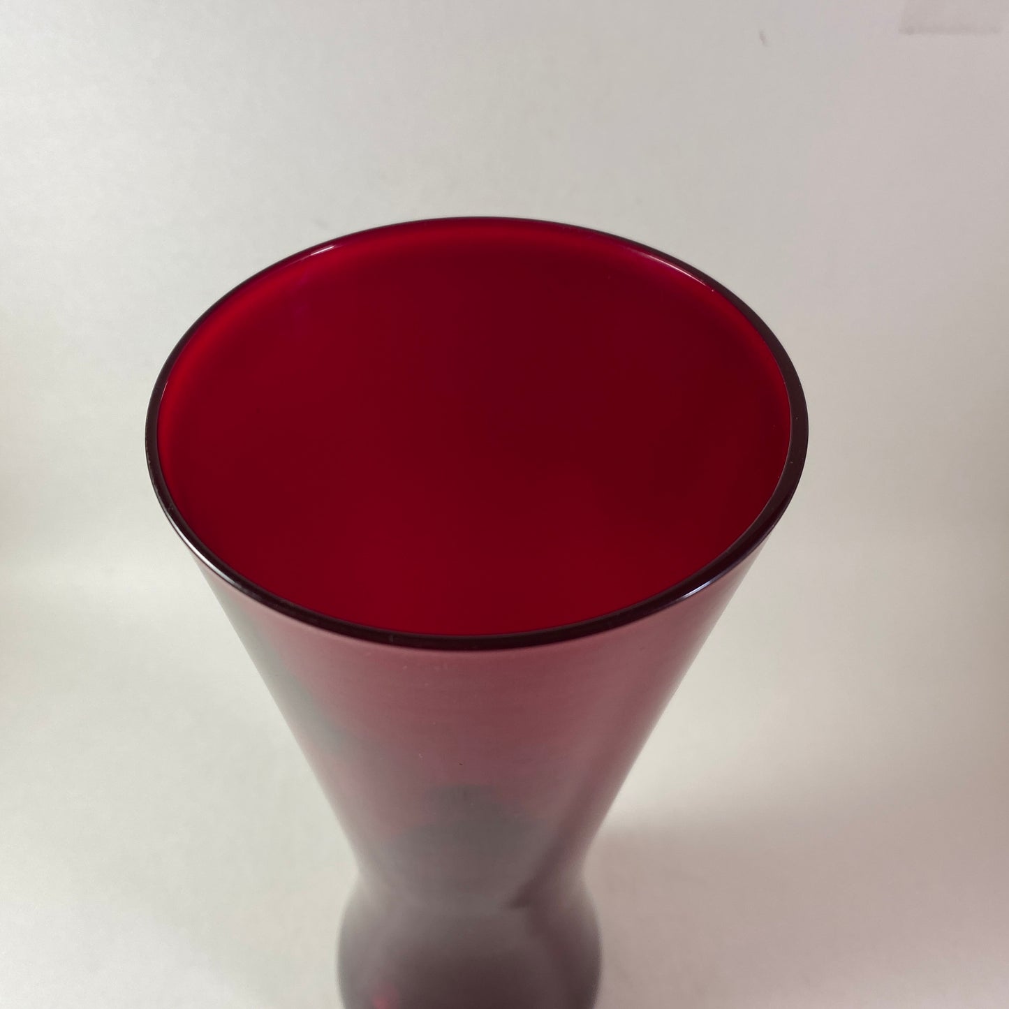 Vintage ruby red 8" tall glass vase for your Christmas collection