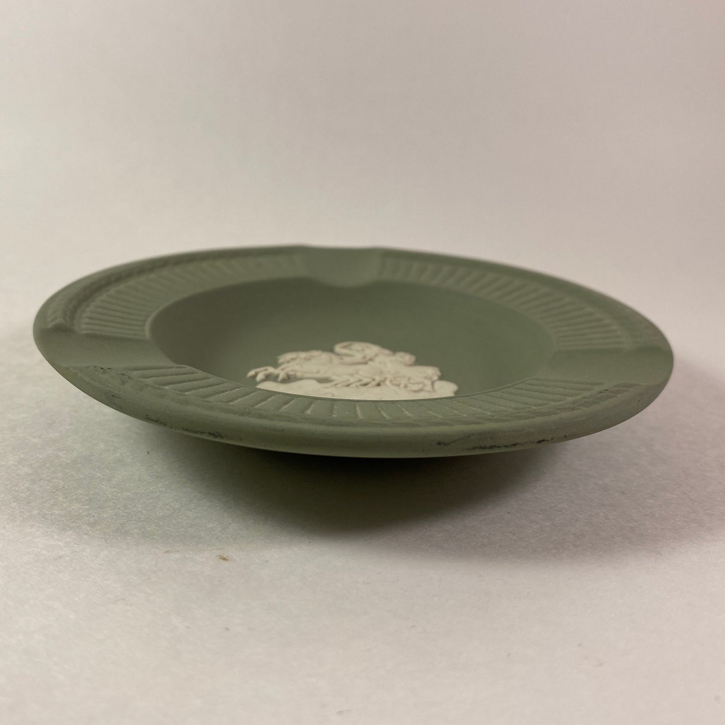 Rare Vintage Wedgwood Green Jasperware Classical chrioteer 4.5" inches ashtray