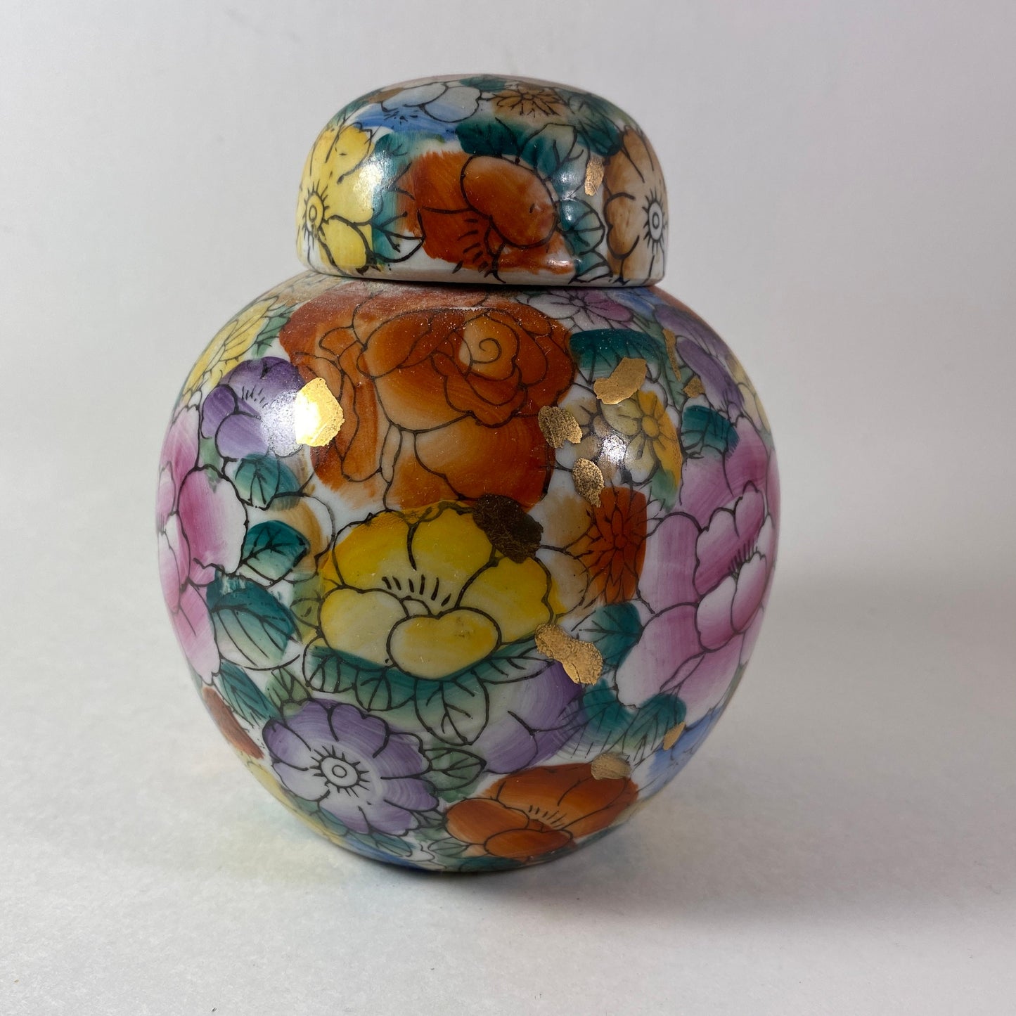 Antique Chinese porcelain familie roses millefiori 4.5" inches ginger jar