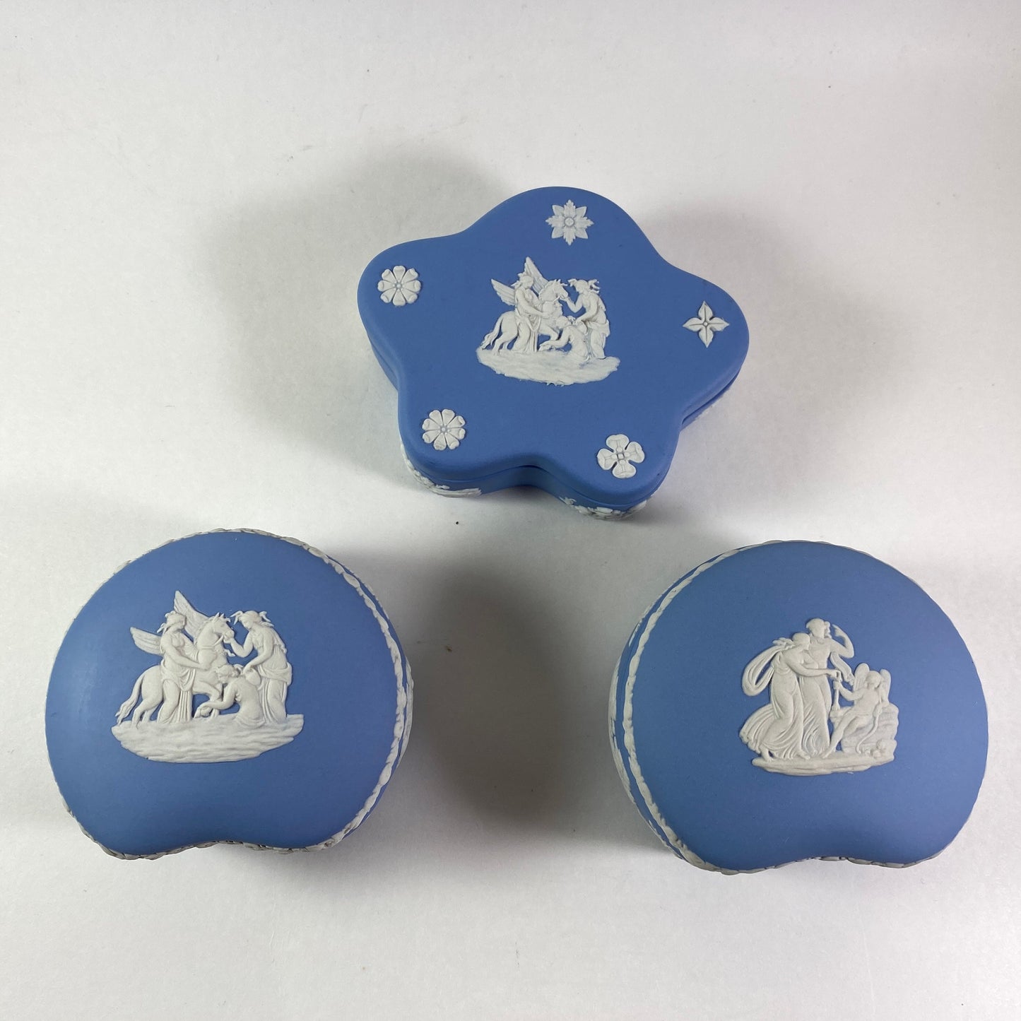 Blue Wedgwood Jasperware Trinket Box with different designs