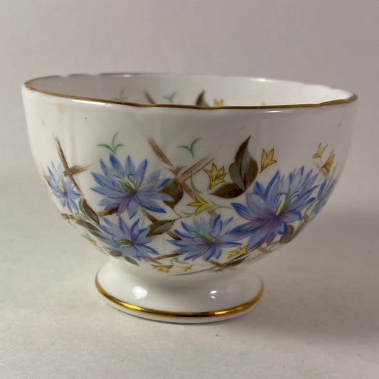 Aynsley, Blue Corn Daisy Flowers & Trellis open Sugar bowl