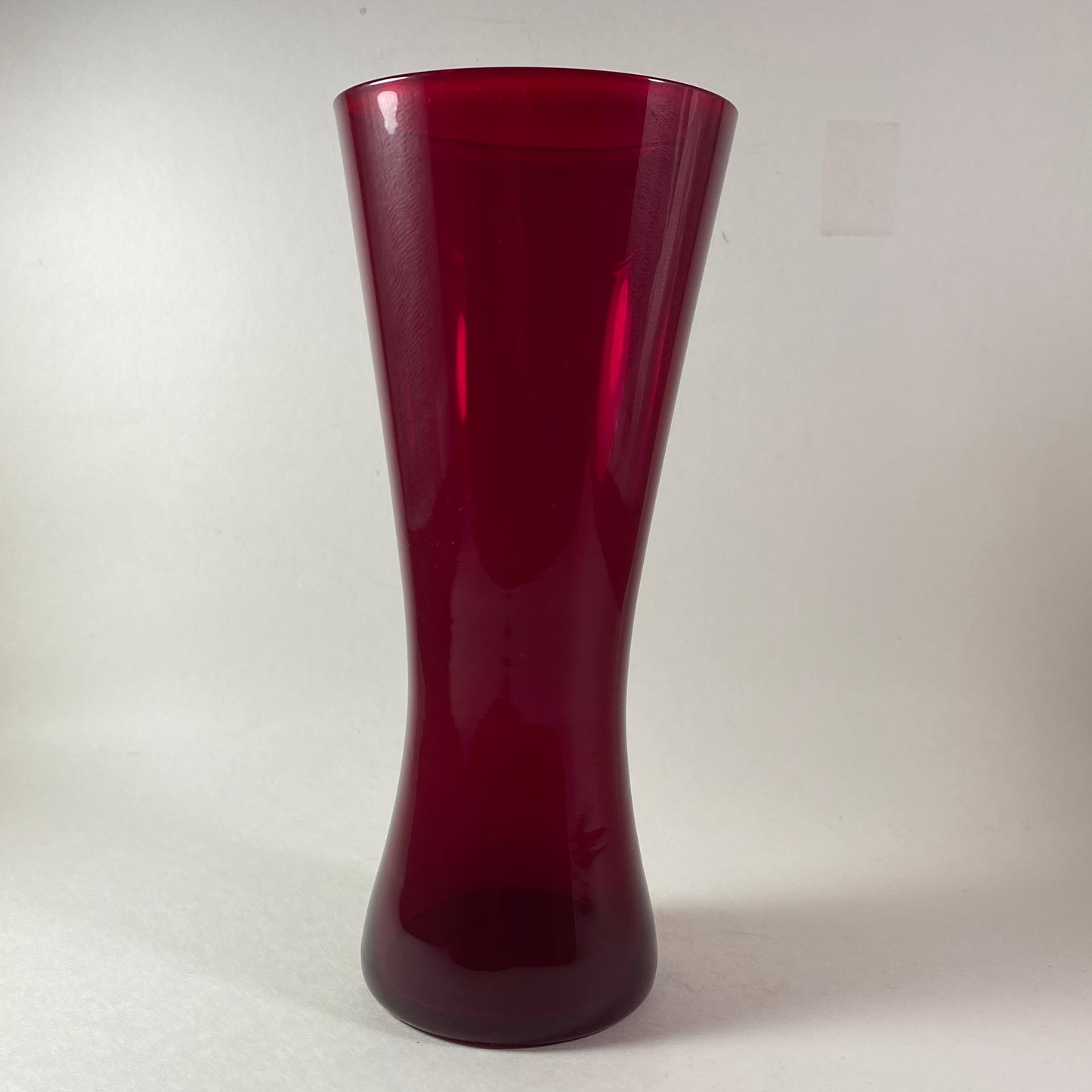 Vintage ruby red 8" tall glass vase for your Christmas collection