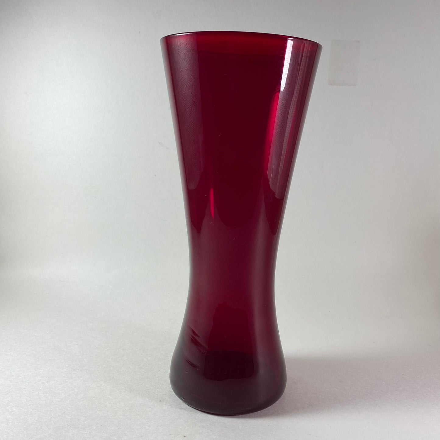 Vintage ruby red 8" tall glass vase for your Christmas collection