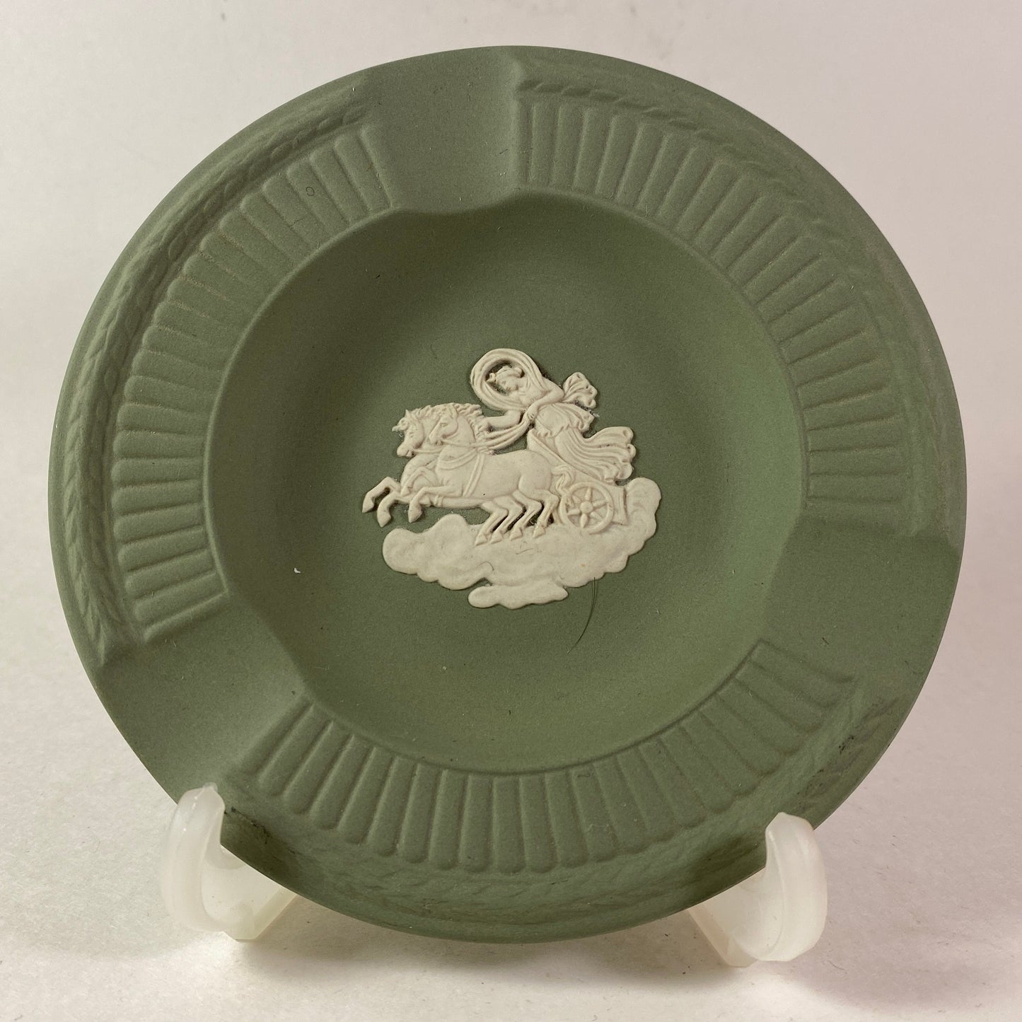 Rare Vintage Wedgwood Green Jasperware Classical chrioteer 4.5" inches ashtray