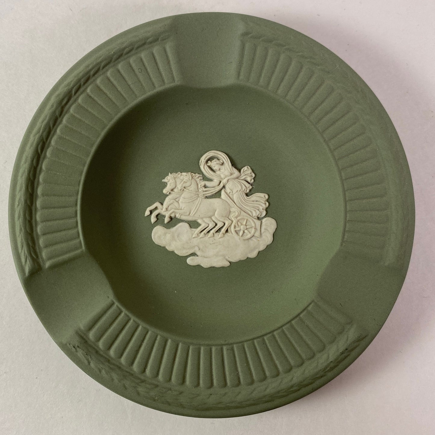 Rare Vintage Wedgwood Green Jasperware Classical chrioteer 4.5" inches ashtray