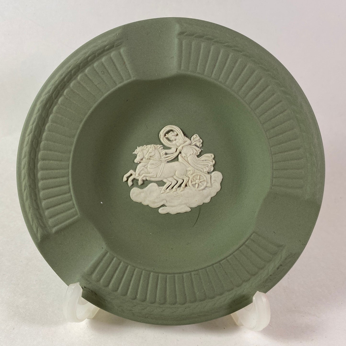 Rare Vintage Wedgwood Green Jasperware Classical chrioteer 4.5" inches ashtray