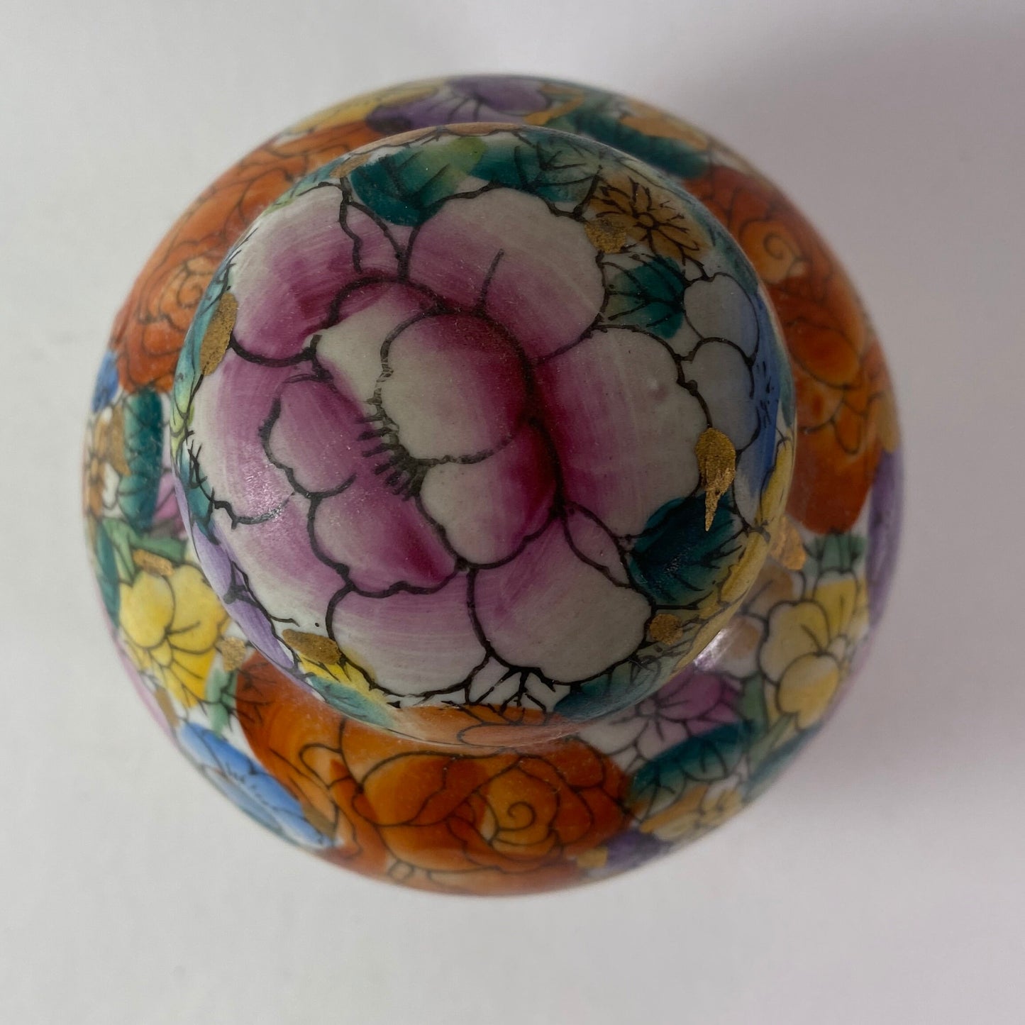 Antique Chinese porcelain familie roses millefiori 4.5" inches ginger jar