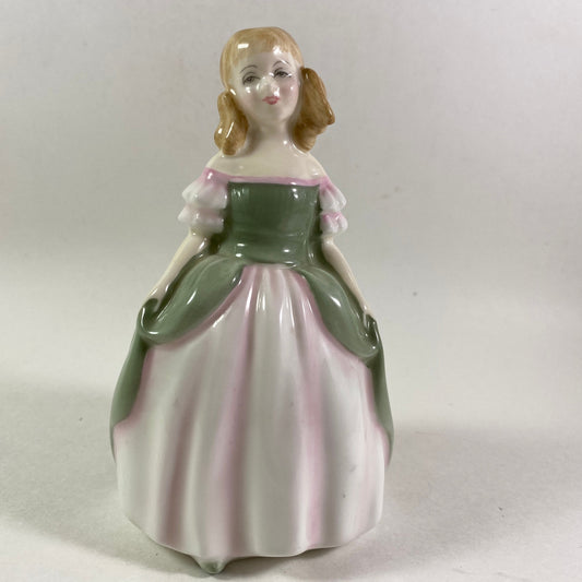 Royal Doulton Penny Figurine HN2338 COPR1967 Girl in Green & Pink Dress