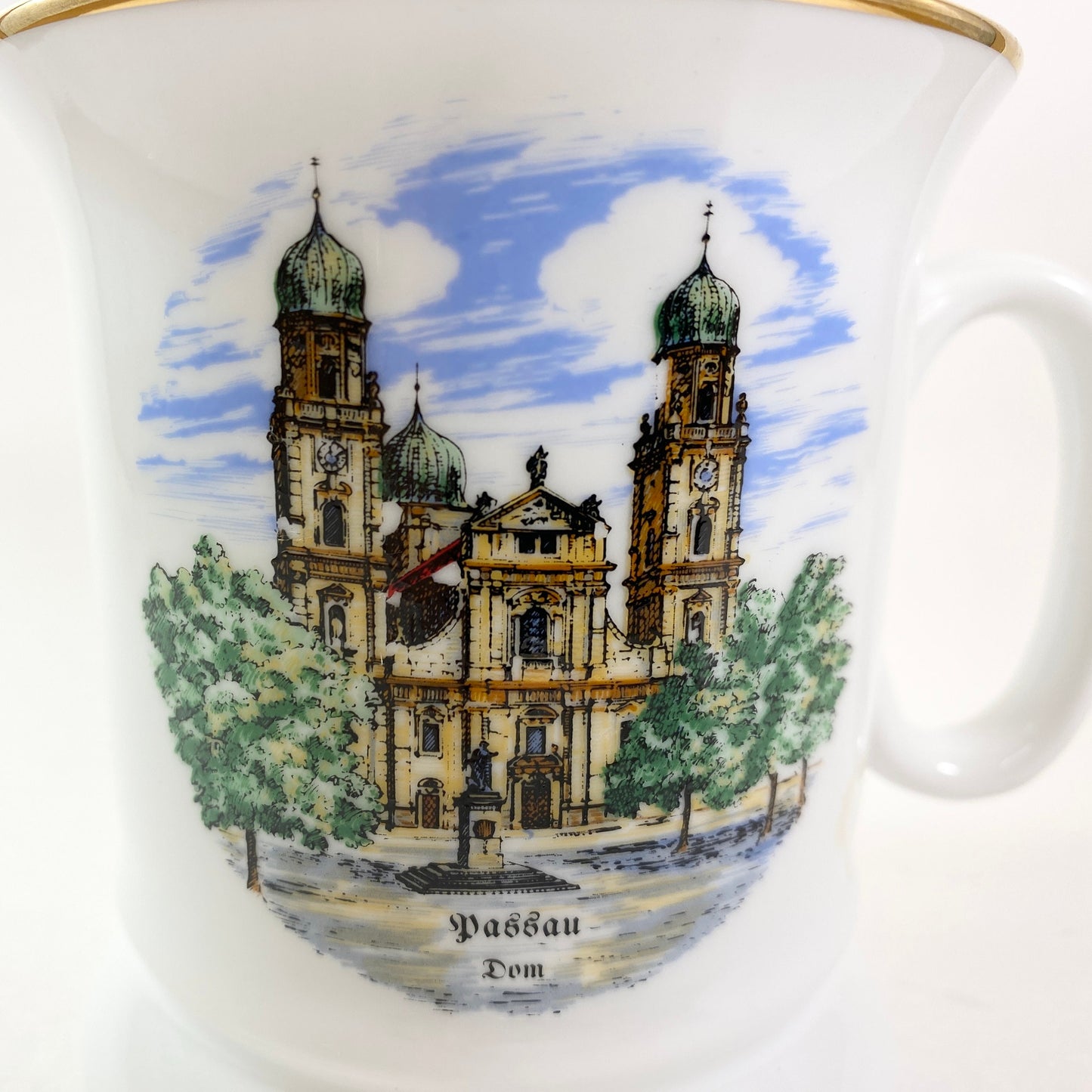 Unique 'Passau, Dom'  22Karat Gilded German Souvenir Coffee Mug