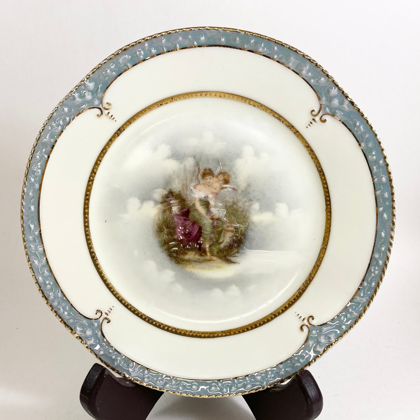 Antique stunning Z S & CO Bavaria 6” Plate Woman and Cherub Set Of 4