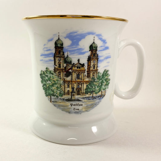 Unique 'Passau, Dom'  22Karat Gilded German Souvenir Coffee Mug