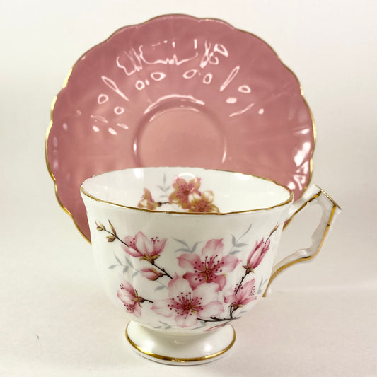 Pretty Pink floral Aynsley fine bone china tecup and saucer