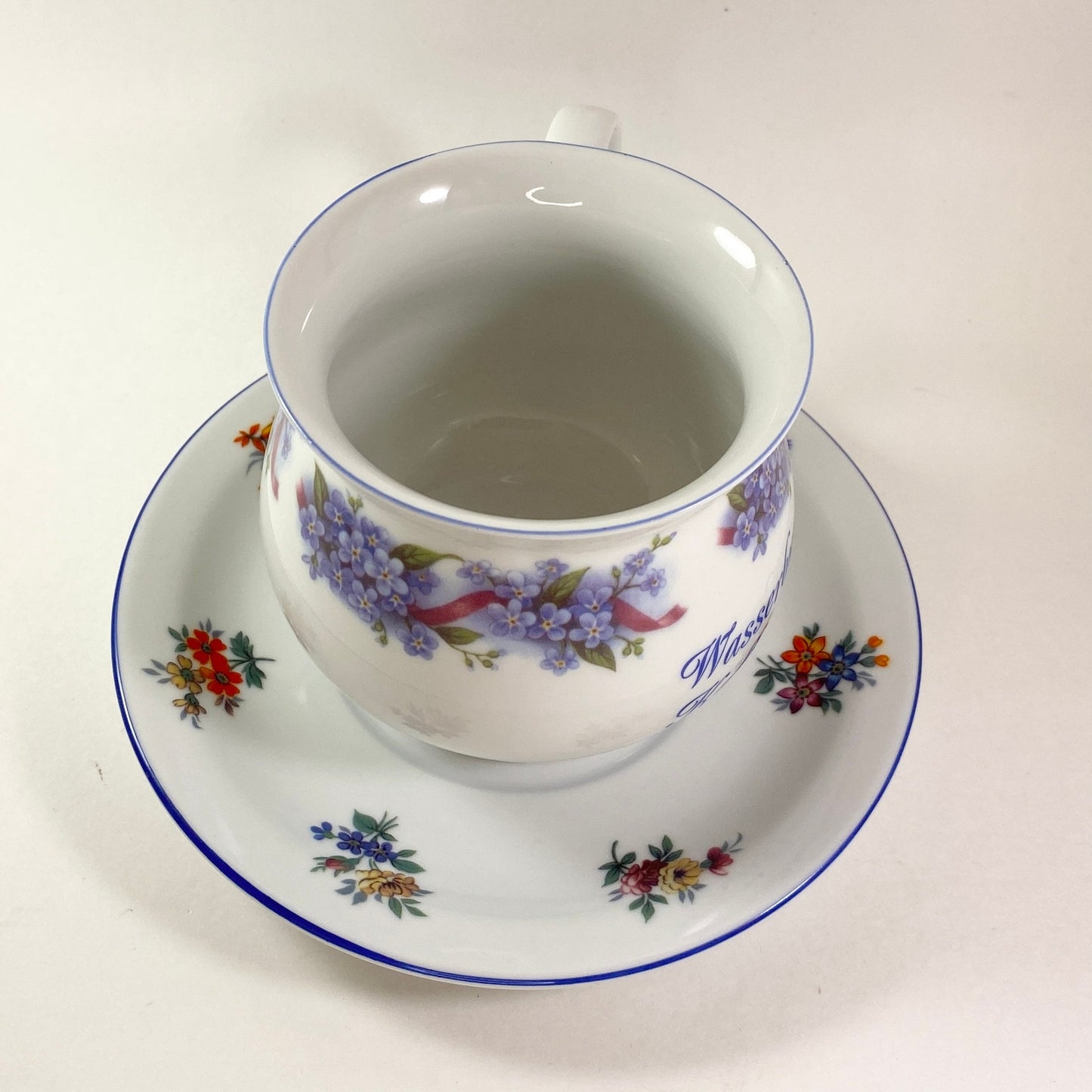 Set of Wasserburger kaffeehaferl Floral Porcelain mug and plate German Made