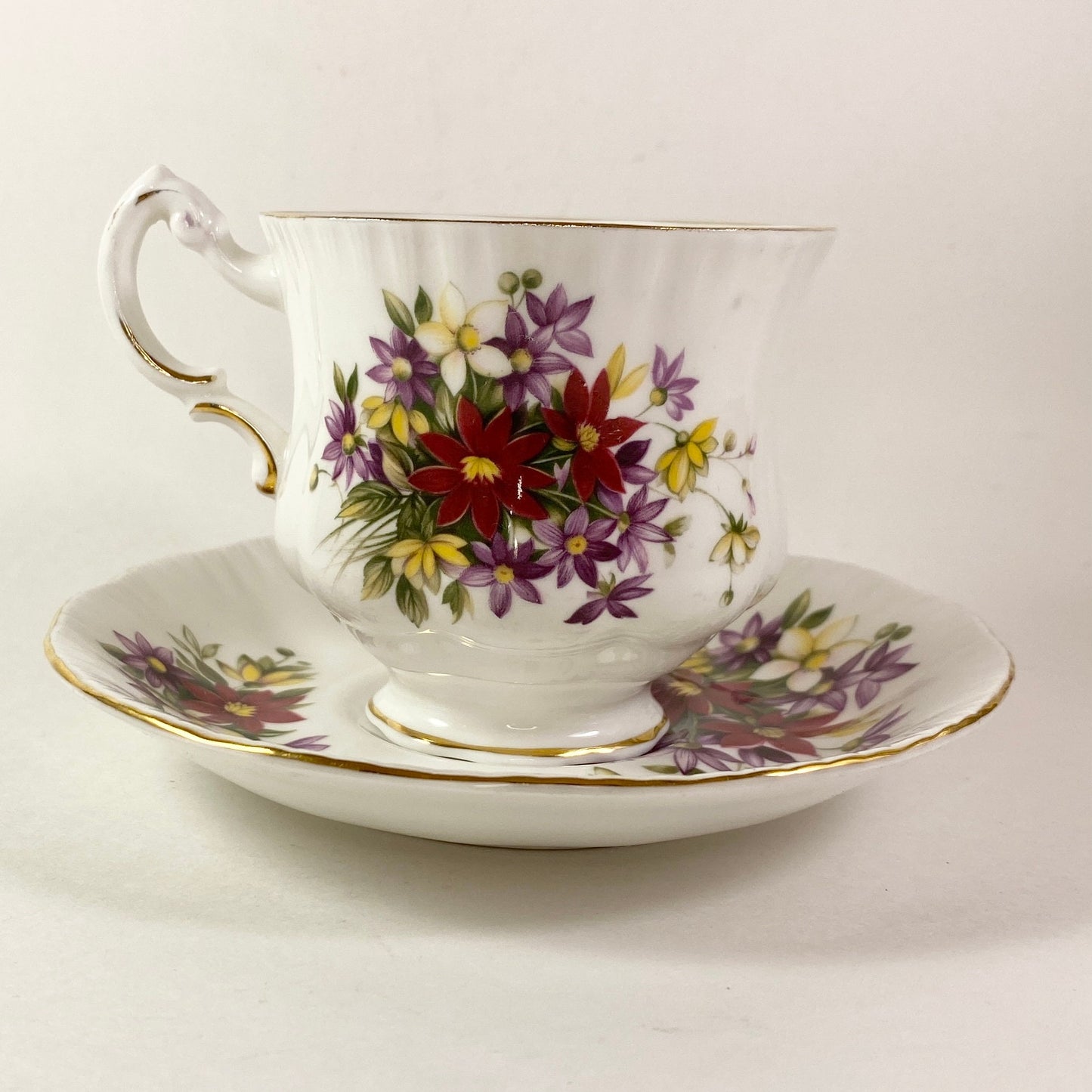 Paragon Fine Bone China Teacup and Saucer, Flower Festival Design