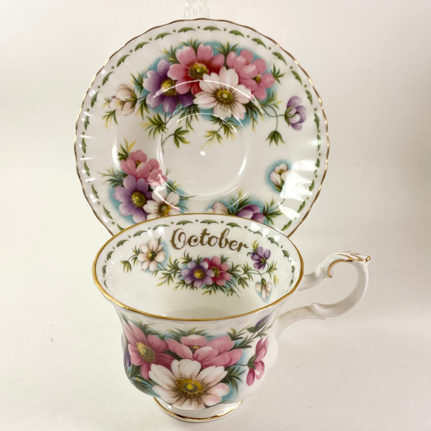 Royal Albert flower of the month October cup & saucer Trio