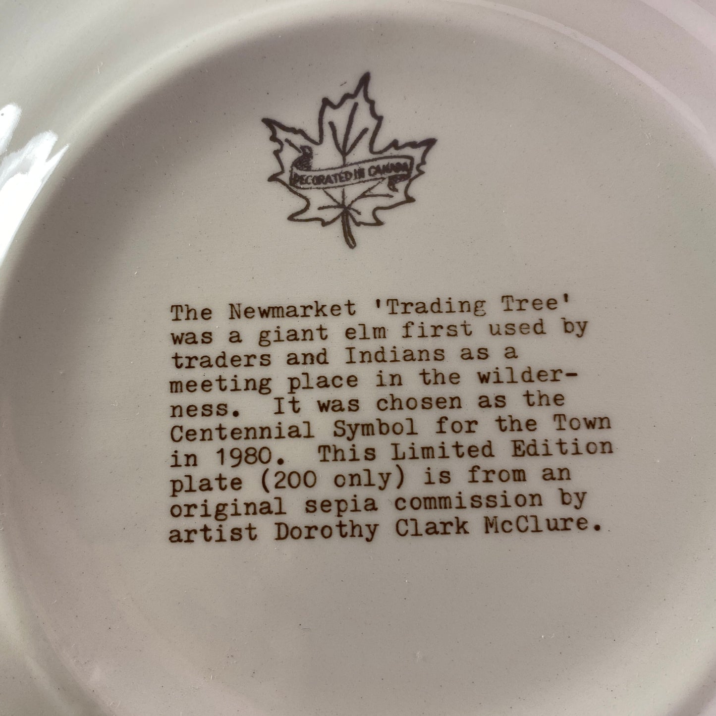 Limited Edition trading tree New Market Ontario collector's plate