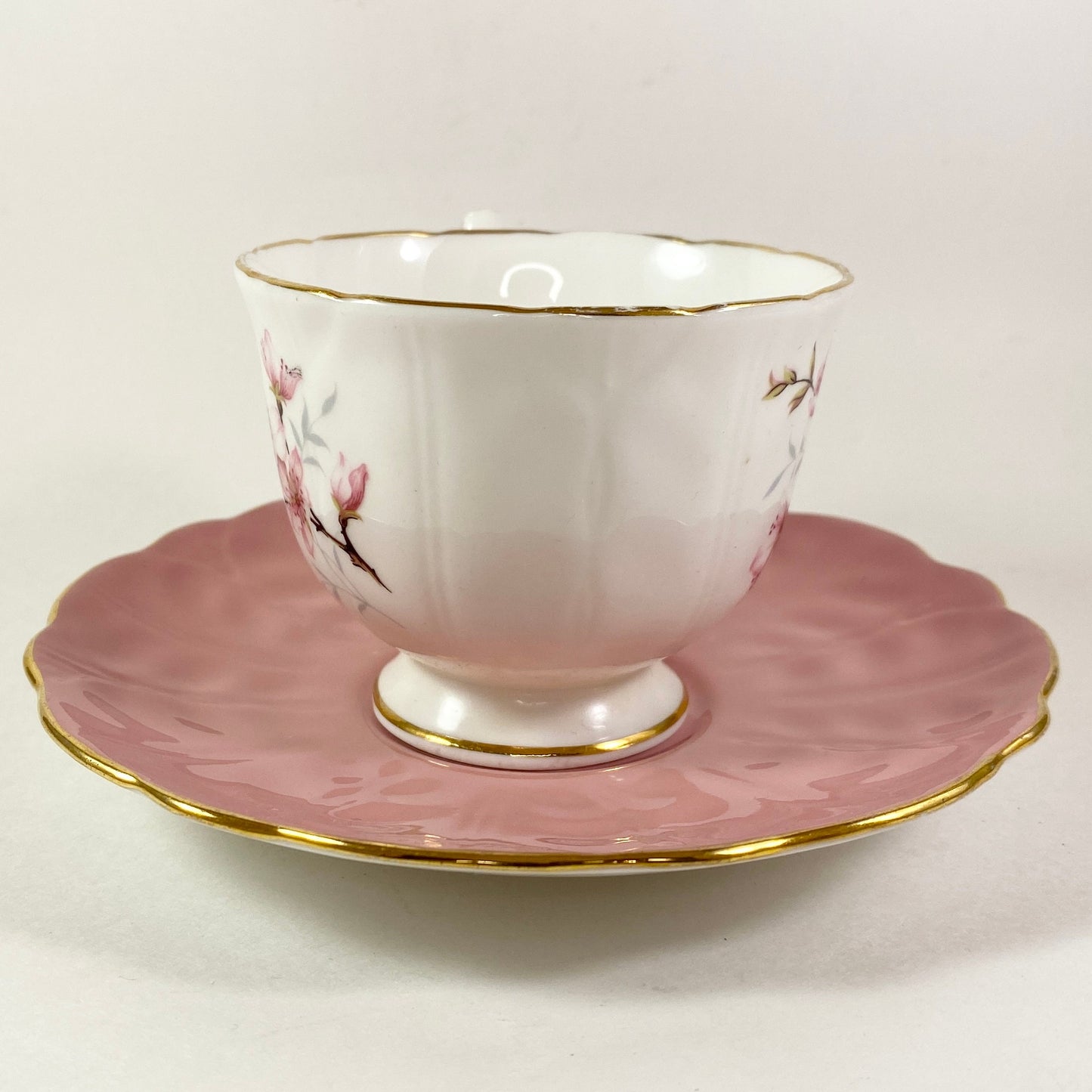 Pretty Pink floral Aynsley fine bone china tecup and saucer