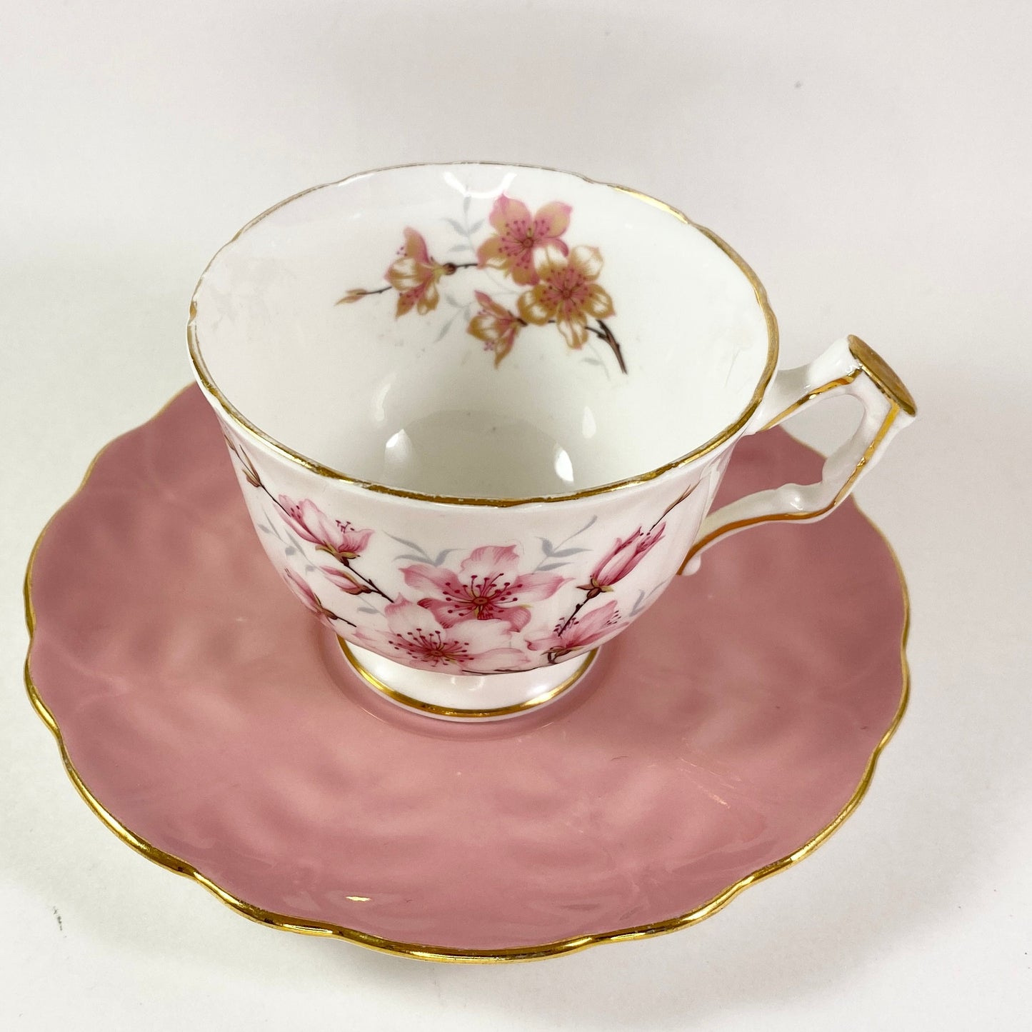 Pretty Pink floral Aynsley fine bone china tecup and saucer