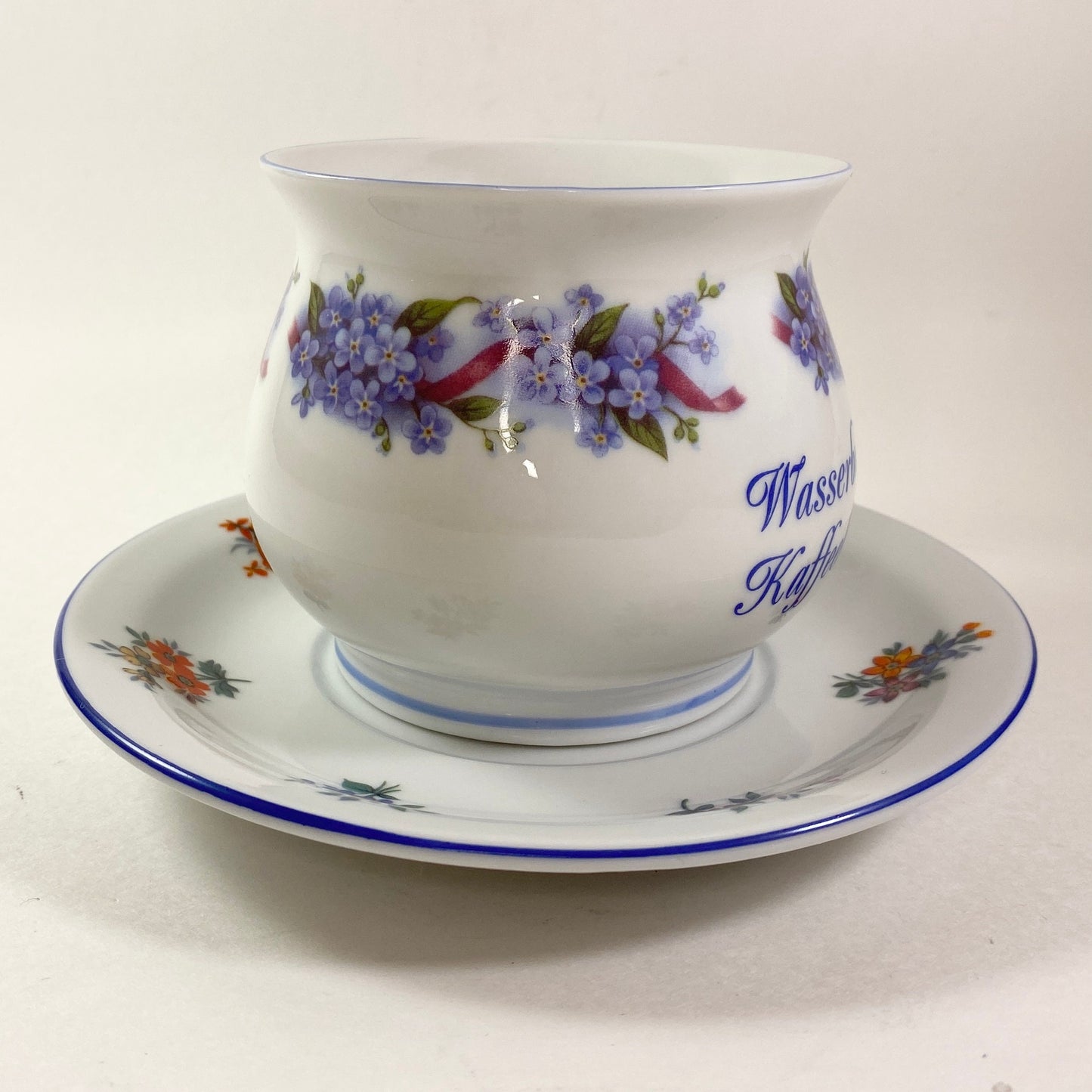 Set of Wasserburger kaffeehaferl Floral Porcelain mug and plate German Made