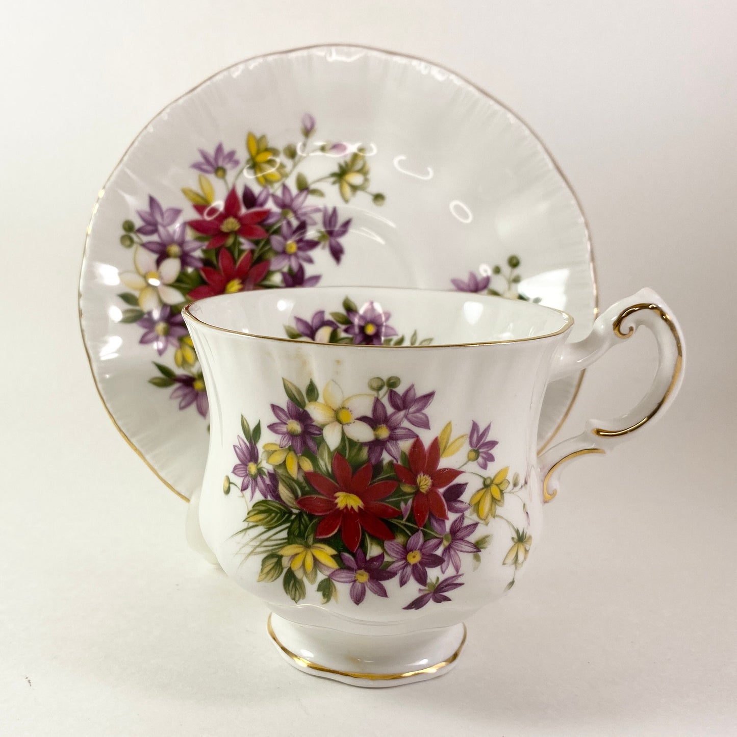 Paragon Fine Bone China Teacup and Saucer, Flower Festival Design