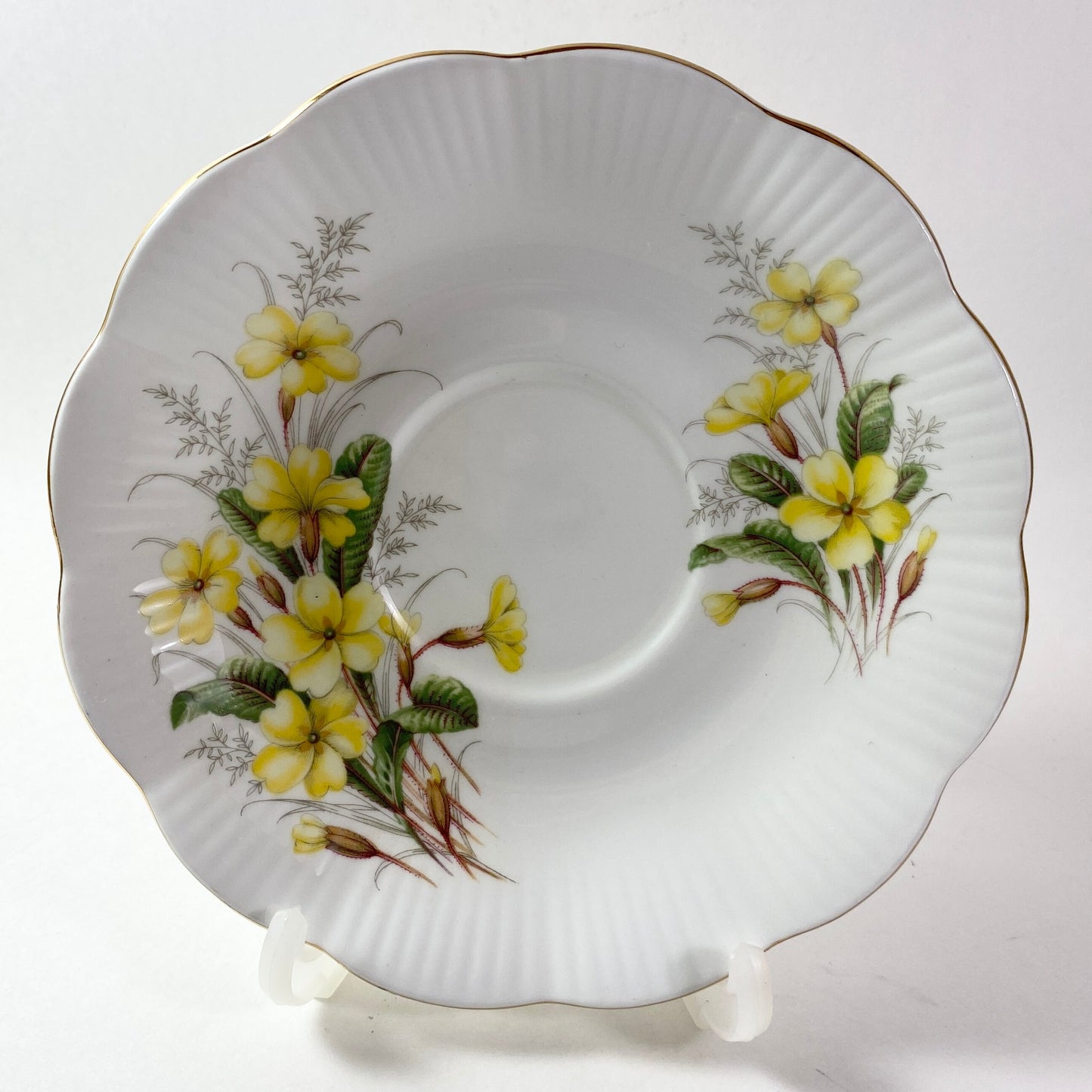 RARE!! Royal Albert Friendship Primrose yellow interior footed Tea Cup &Saucer