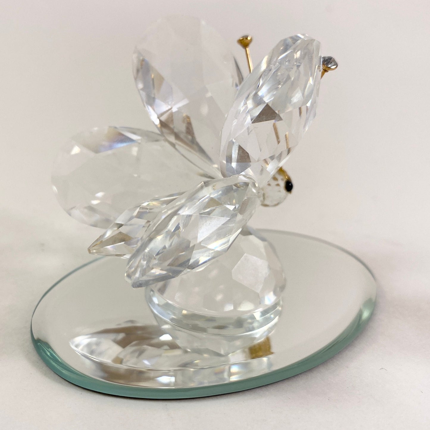 Swarovski Crystal 2 " inches Butterfly with golden face Rare Figurine with mirror