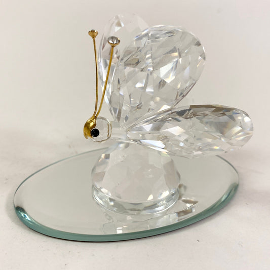 Swarovski Crystal 2 " inches Butterfly with golden face Rare Figurine with mirror