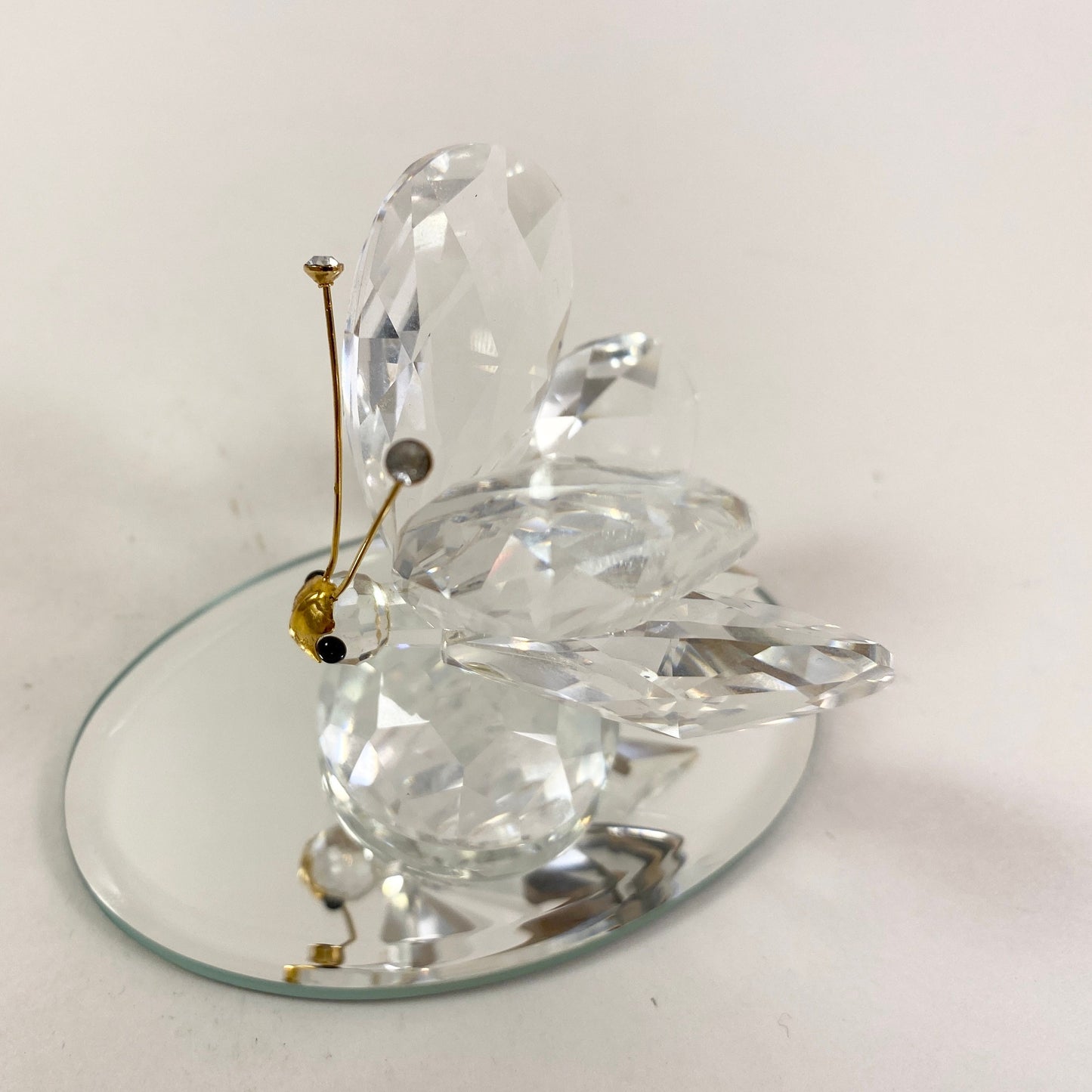 Swarovski Crystal 2 " inches Butterfly with golden face Rare Figurine with mirror