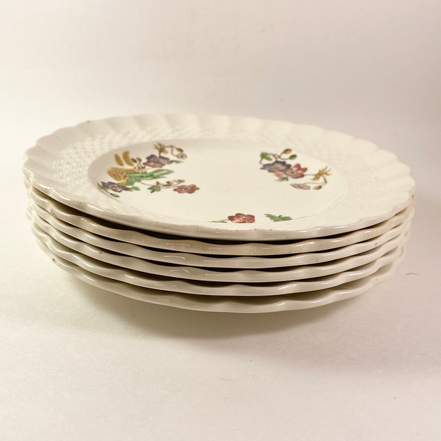 Spode Copeland  Wicker Lane 6-1/2" Bread set of 5 side Plates Basket Weave #2