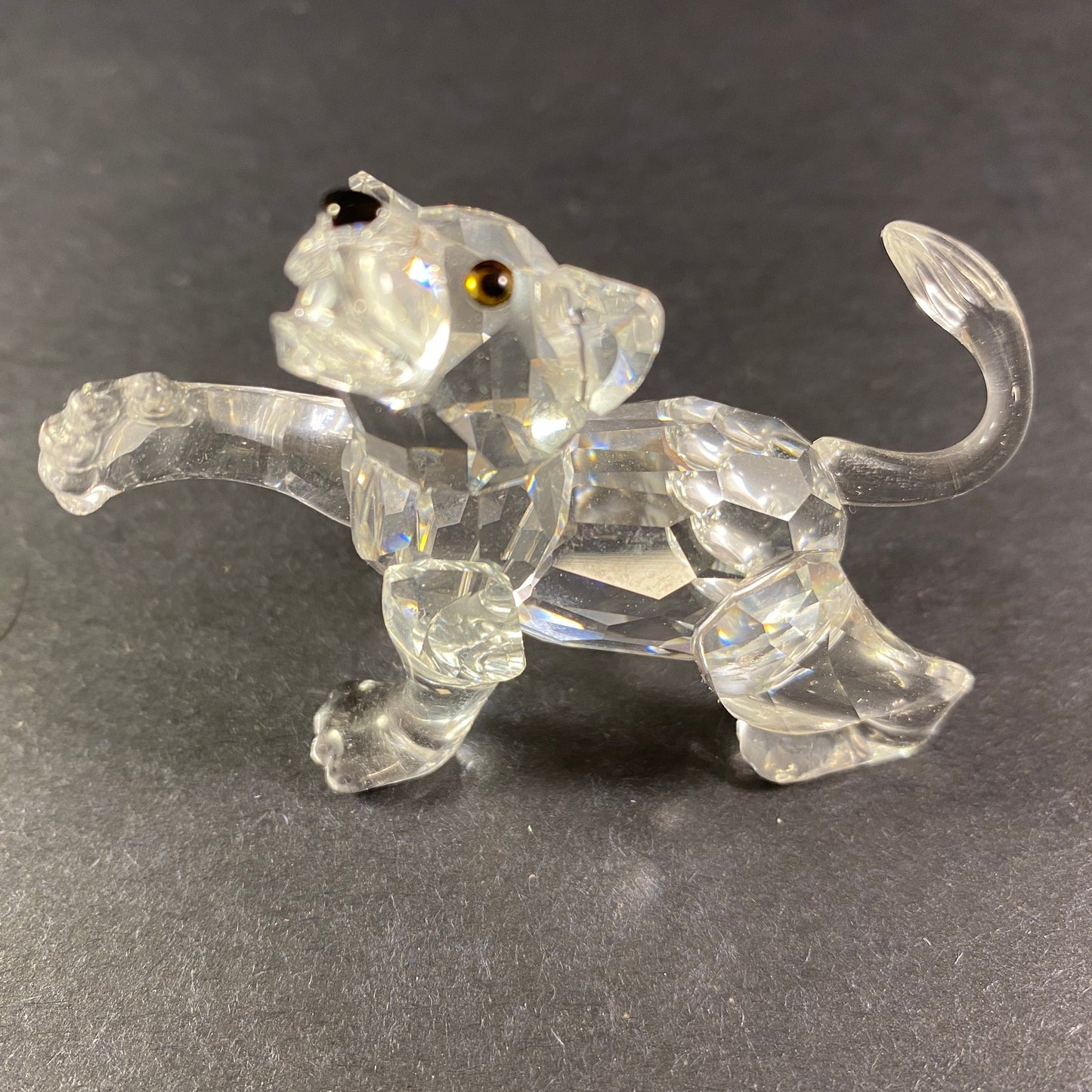 Swarovski Silver Crystal Figurine lion cub comes with display mirror