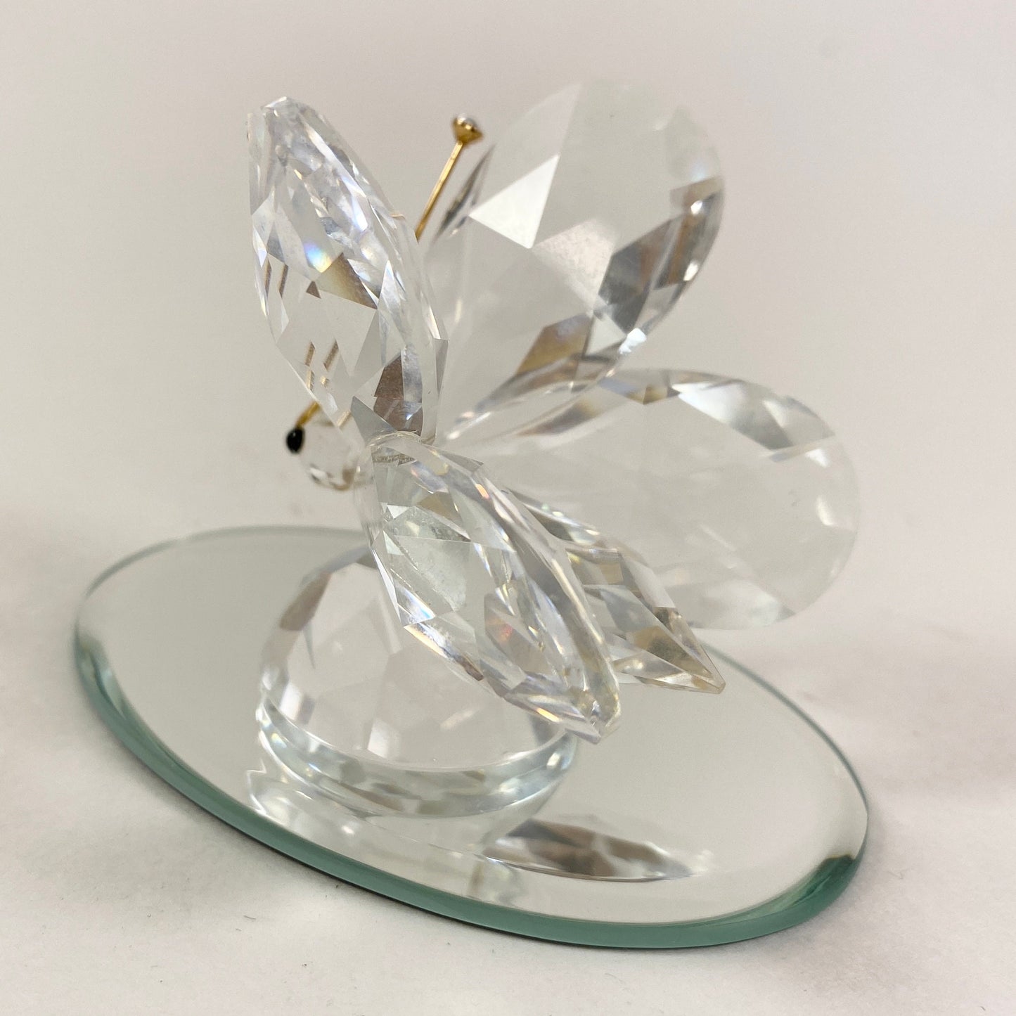 Swarovski Crystal 2 " inches Butterfly with golden face Rare Figurine with mirror