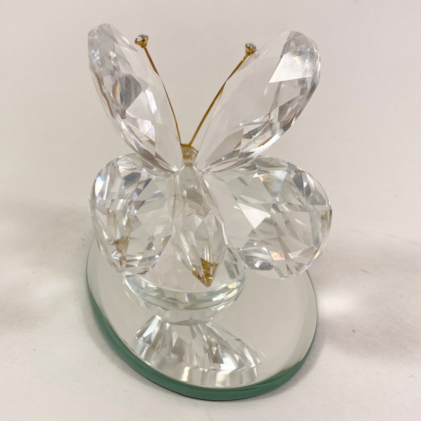 Swarovski Crystal 2 " inches Butterfly with golden face Rare Figurine with mirror