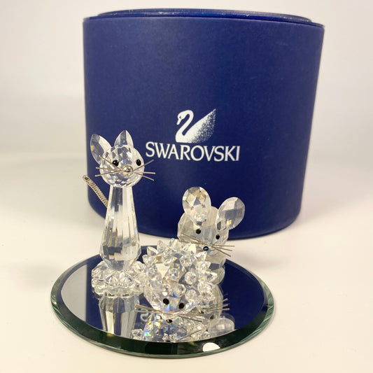 Swarovski Silver Crystal 3 Piece Starter Set Collection: Cat Mouse Hedgehog MIB