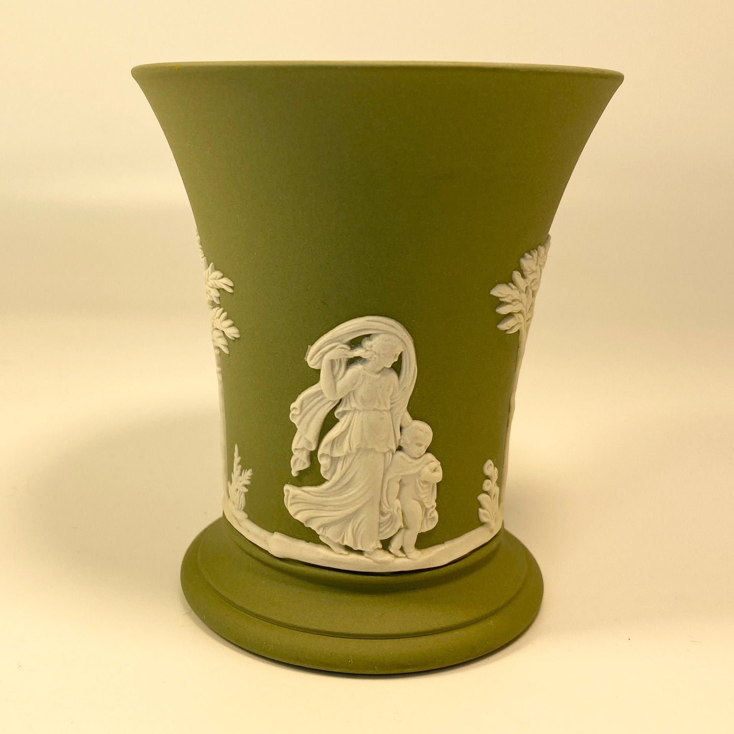 Wedgwood Sage Green Jasperware Flared Rim Bud Vase