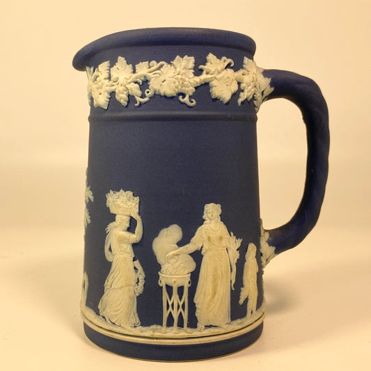 Antique WEDGWOOD Jasperware DEEP BLUE Pitcher 4" Tall 19th Century