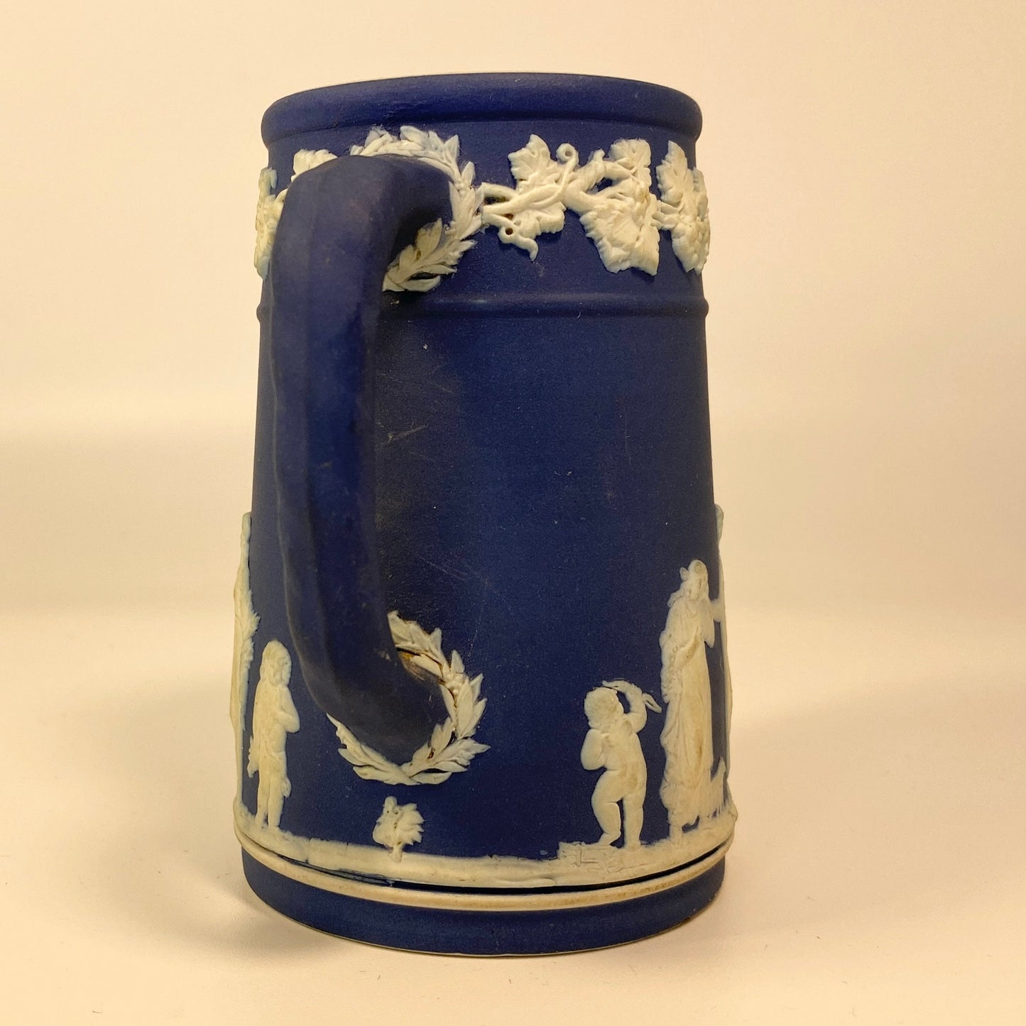 Antique WEDGWOOD Jasperware DEEP BLUE Pitcher 4" Tall 19th Century