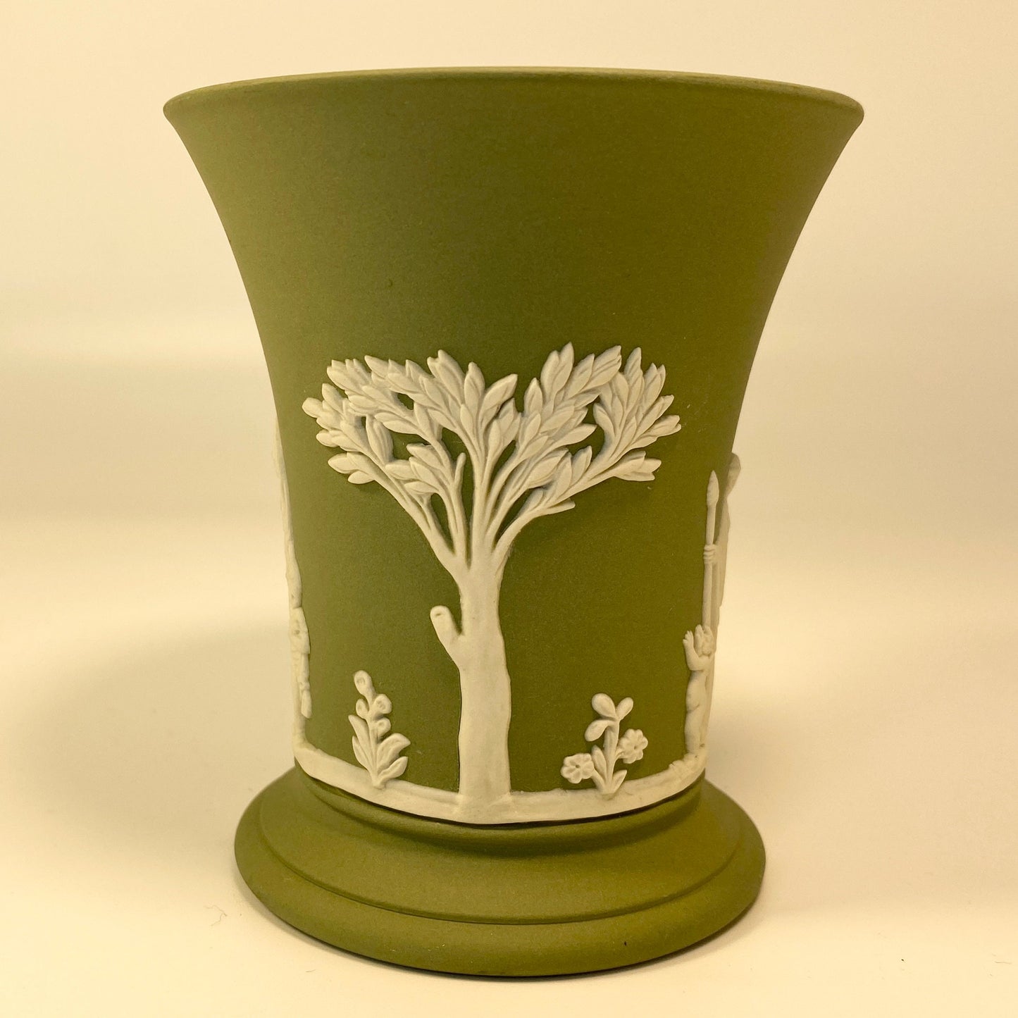 Wedgwood Sage Green Jasperware Flared Rim Bud Vase