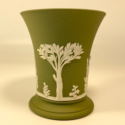 Wedgwood Sage Green Jasperware Flared Rim Bud Vase