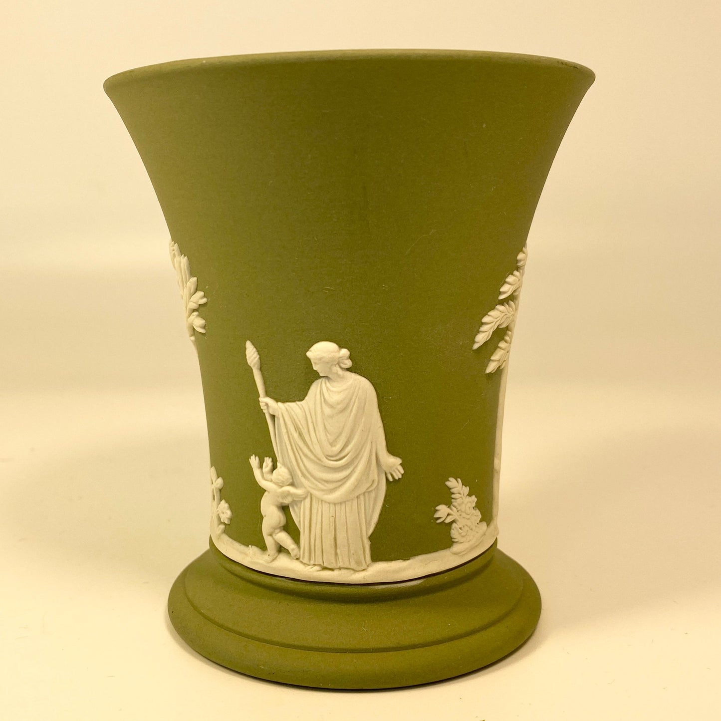 Wedgwood Sage Green Jasperware Flared Rim Bud Vase