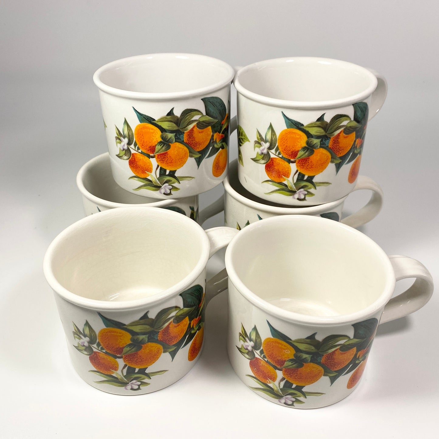 RARE !! Portmerion Cymru Tea Coffee Cups Mugs Fruits design Oranges & lemons