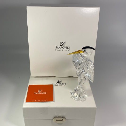 Swarovski 221627 Grey Heron Crystal large Figurine w/original Box CoA