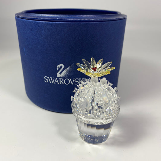 Retired Swarovski Crystal Flowering Cactus Figurine 291549 7484 NR000001 MIB