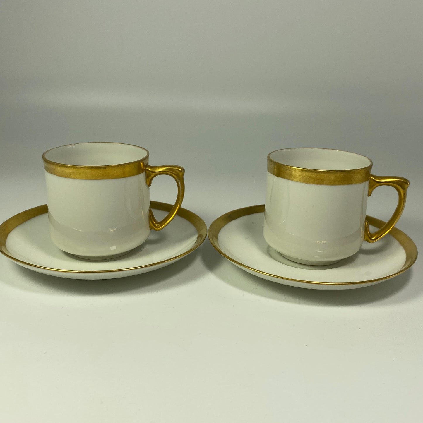 Extremely Rare MZ Austria Demitasse Cup & Saucer Vintage Gold Trim Set of 2