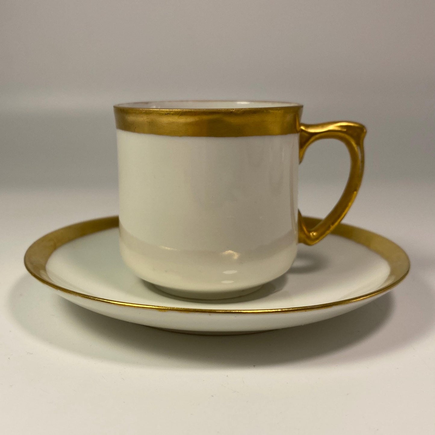 Extremely Rare MZ Austria Demitasse Cup & Saucer Vintage Gold Trim Set of 2