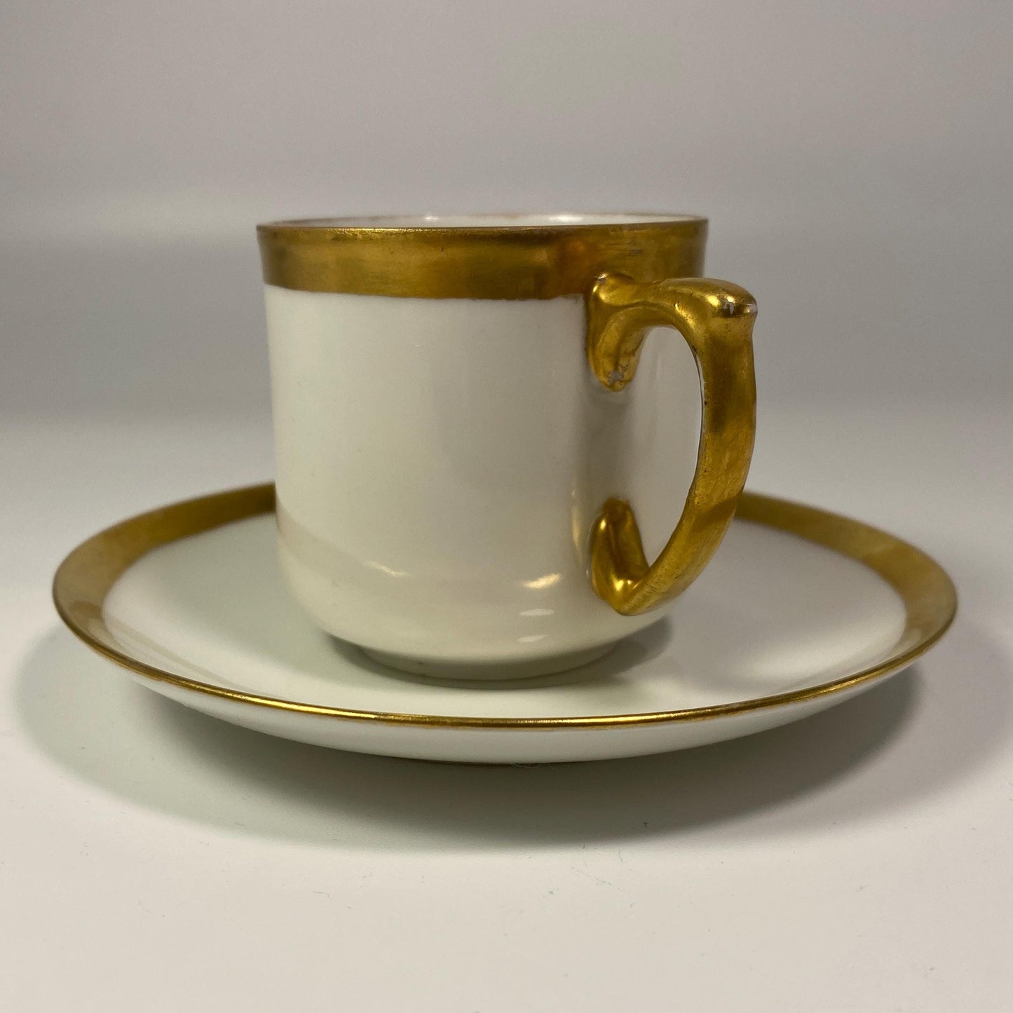 Extremely Rare MZ Austria Demitasse Cup & Saucer Vintage Gold Trim Set of 2