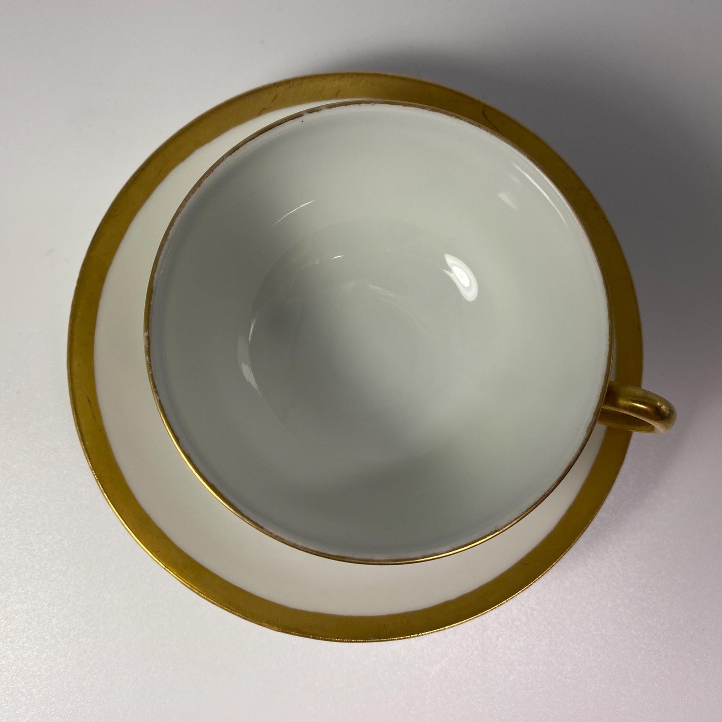 Antique MZ Austria  white and gold footed China Teacup & Saucer